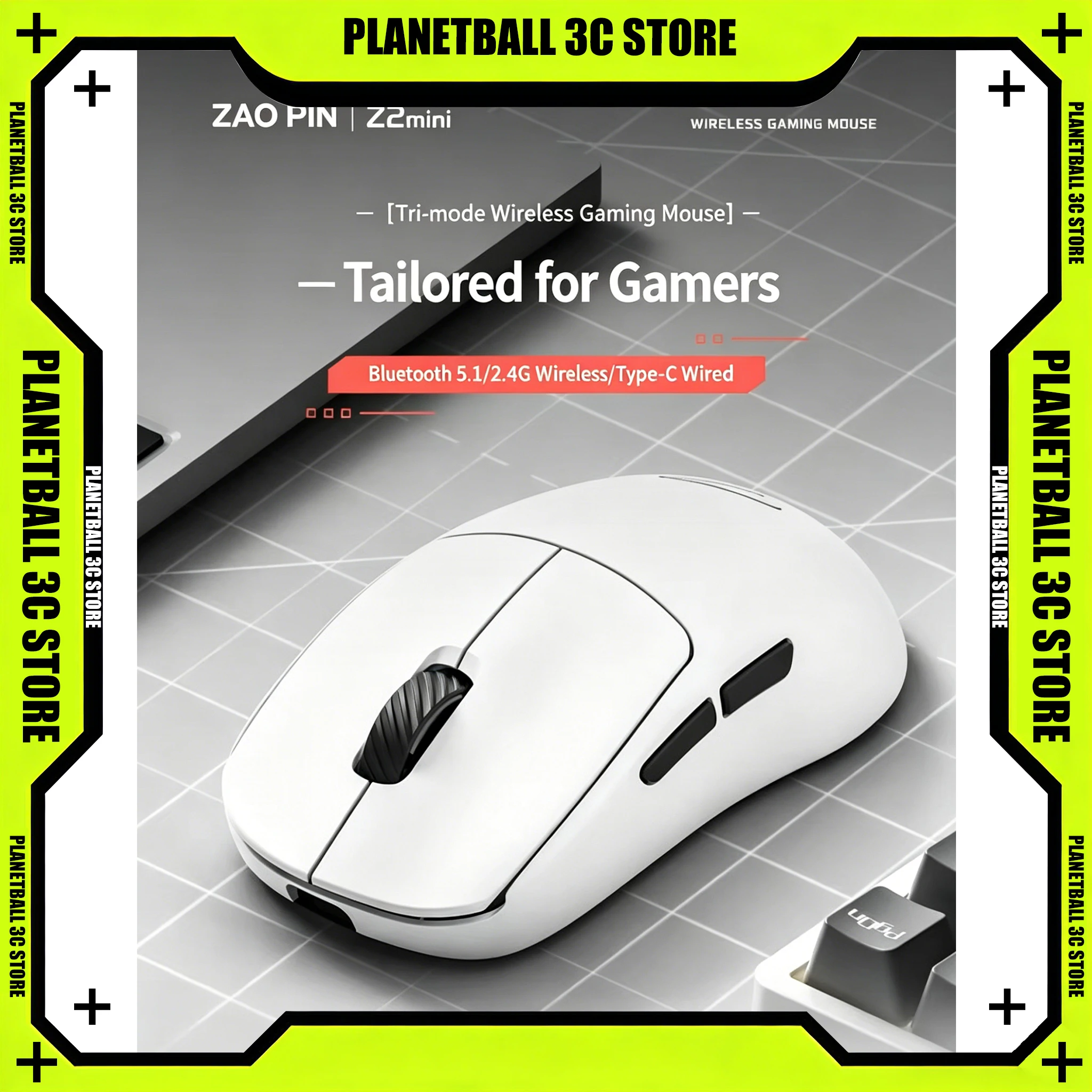 Zaopin Z2 Mini Wireless Mouse Bluetooth Tri Mode Ergonomic Design of Small Hands Base with Hot Swappable Micro Switch Mouse
