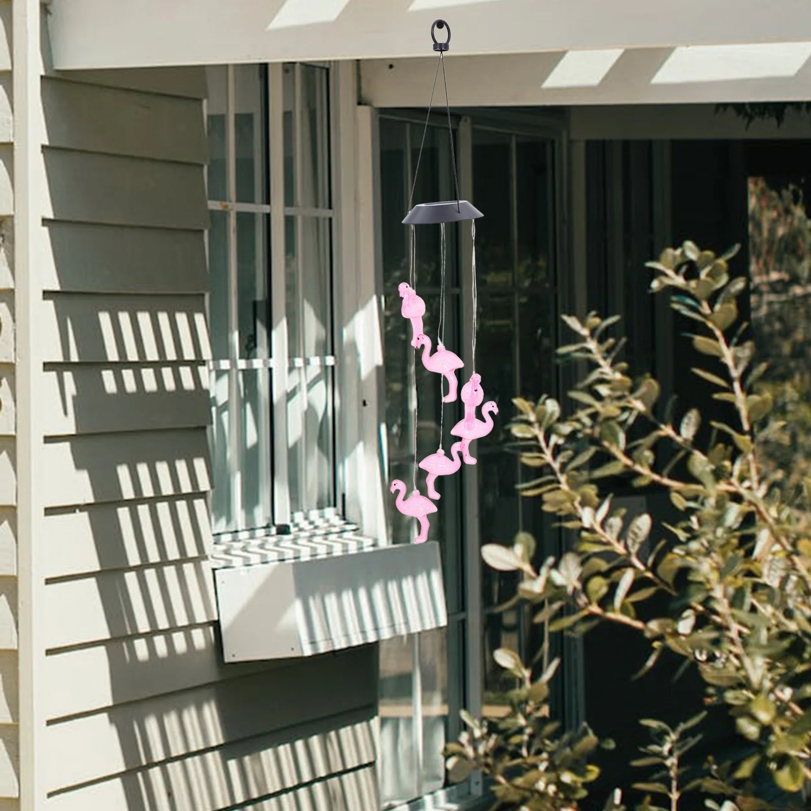 الطاقة الشمسية فلامنغو في الهواء الطلق الرياح الرنين معلقة ضوء مصباح الحديقة مقاوم للماء الشمسية الرياح الرنين مصباح الإضاءة الزخرفية