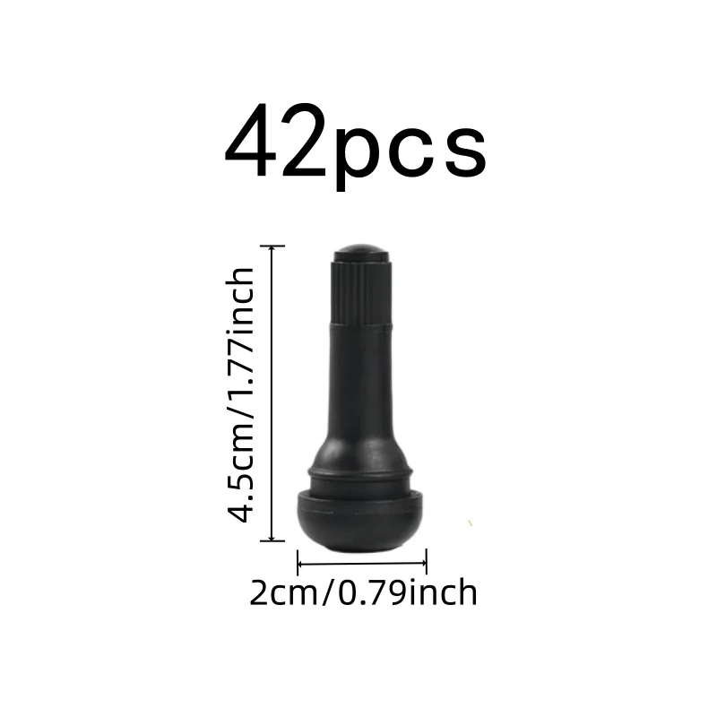 42 pcs Rubber Valve Stems, Bike Tires, Snap-in Installation, Corrosion Resistant Core, Multipurpose, Versatile