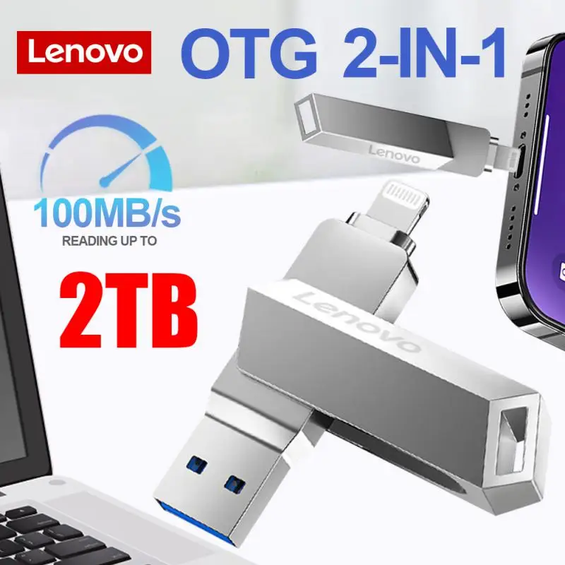 

Lenovo 2TB Lightning Pen Drive OTG USB 3.0 Flash Drive For Iphone ipad Android 128GB 2TB Pendrive 2 in 1 Memory Stick Flash Disk