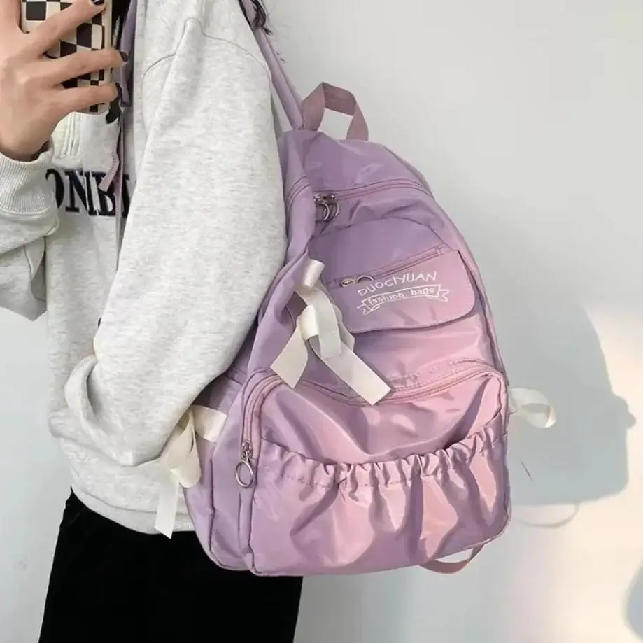 1 Pcs Korean Junior High Student Girl Backpack New Fresh And Sweet Middle School Bag High Capacity