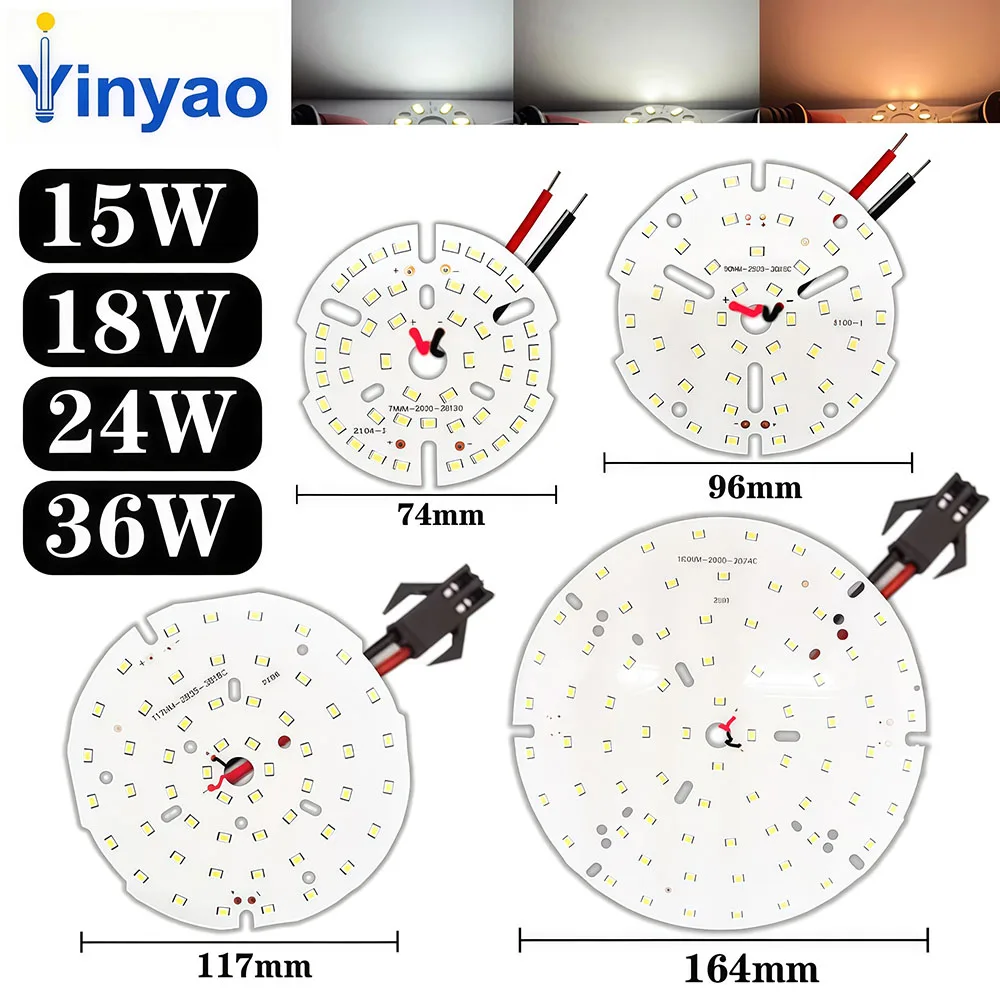 1PCS 15W 18W 24W 36W 74mm 96mm 117mm 164mm LED Panel Light SMD2835 Ceiling Chip Sotlight Indoor Lighting Lamp Bead Emitter LED