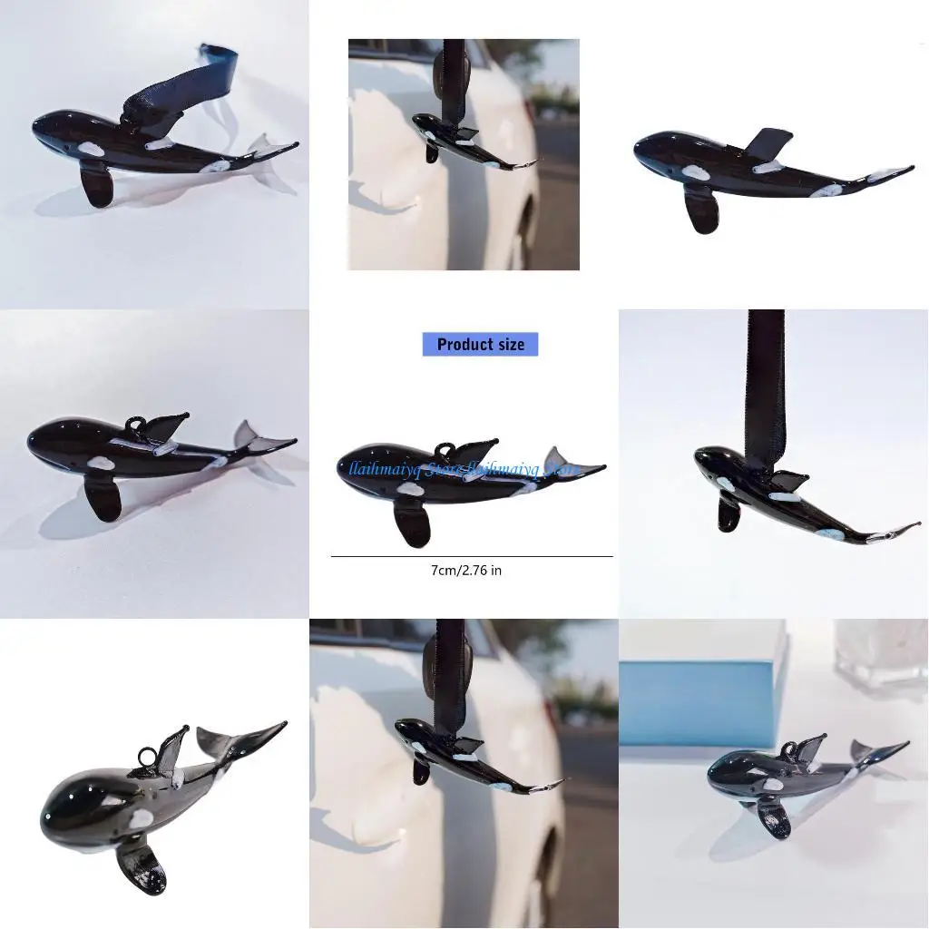 

573B Fashionable Glass Dolphin Whale Keychain Handcrafted Pendant Decoration Bag Wallet Hanging Charm Gift