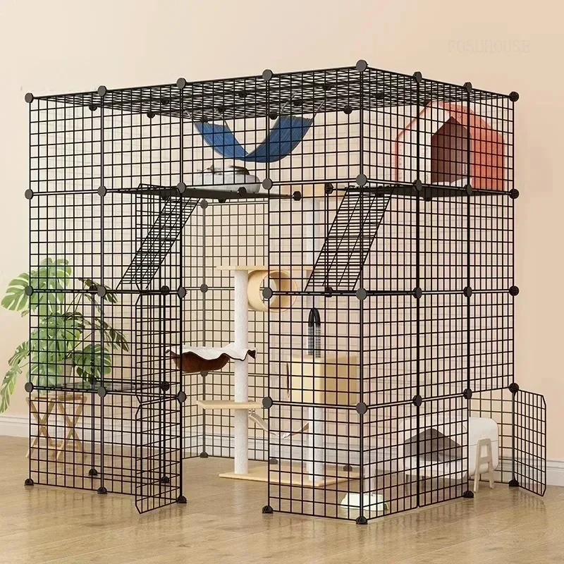 Multi-layer Wrought Iron Cat Cage Household Villa Pet Product Large  Space Indoor Balcony Free Assembly Cat House Pet Cage