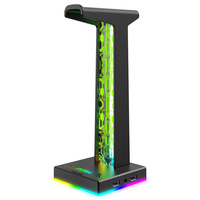 RGB Gaming Headphone Stand Headphone Holder Rack With Dual USB Port 3.5mm Audio Port Desktop Headset Bracket  Gaming Accessories