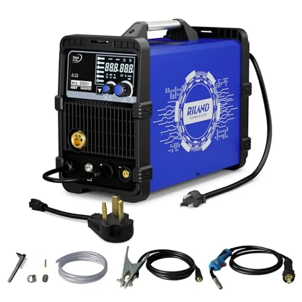 Portable 150Amp MIG Welder Gas/Gasless Flux Core Stick TIG Spot Welding Aluminum Multi Process Synergic Control MMA LIFT Easy