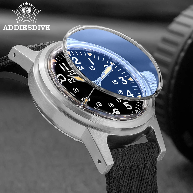 ADDIESDIVE Vintage Mechanical Watch NH35A Movement Watches Domed K1 mineral glass With High Clear AR Coating Luminous 36mm Watch