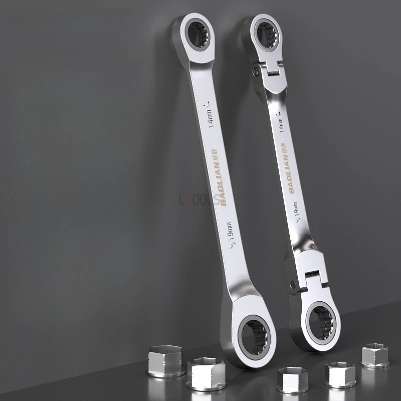 8-19mm Ratchet Wrench Quick Labor Saving Spanner Double End Open Ring Spanner Durable Auto Repair Multifunctional Hand Tool Set