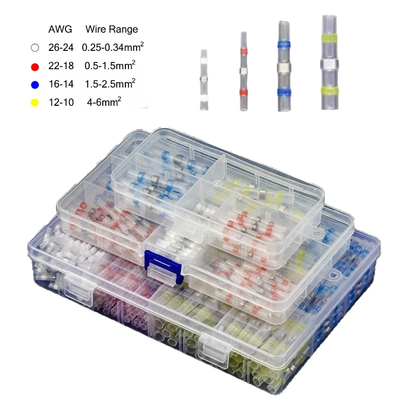 20-100 قطعة أنبوب الانكماش الحراري المقاوم للماء مع سلك كهربائي معزول لحام بعقب محطة لصق طقم توصيل كهربائي أداة