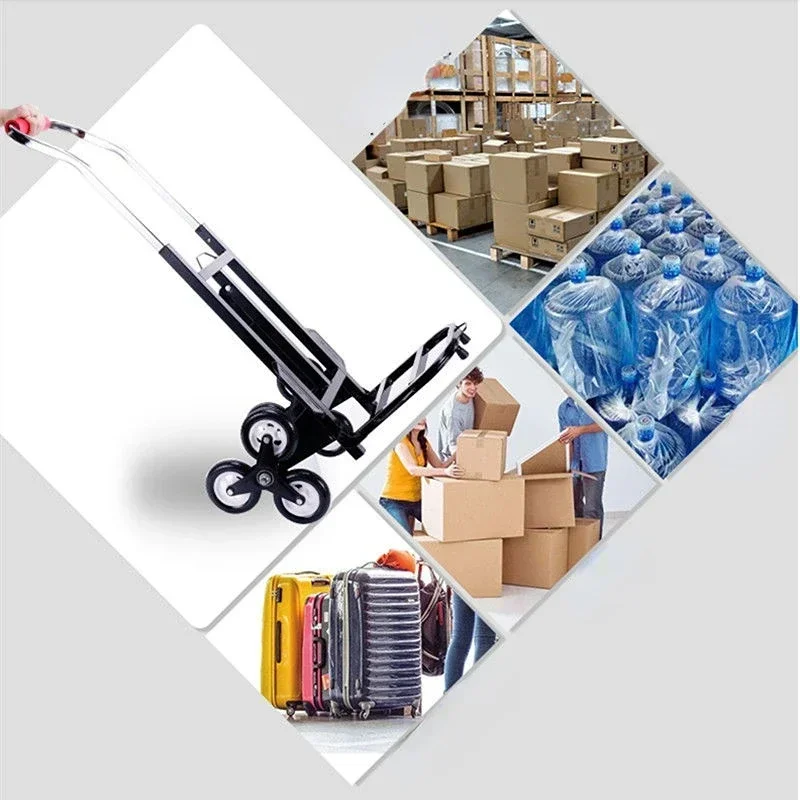 Folding Cart Hand Pulling Car Household Grocery Shopping Rod Goods Upstairs Carry Climbing Stairs Load Trailer