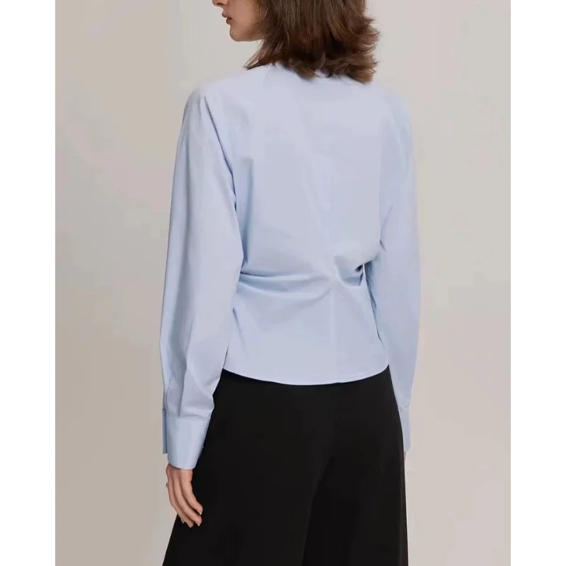 Blaues Design Langarmshirt für Damen 2025, Herbst, neuer Stil, schick, schön