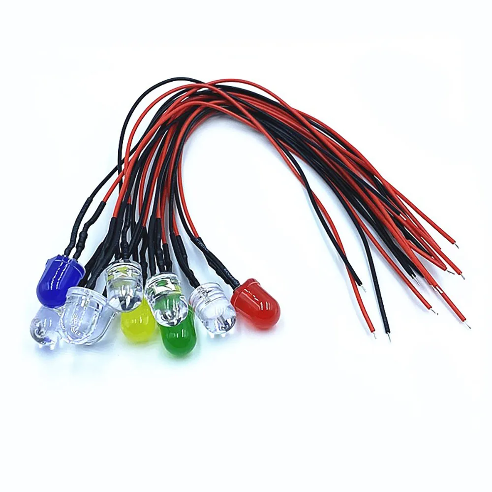 Diodos emisores LED precableados, luces de bombillas LED resistentes, 8mm, 3V, 5V, 6V, 9V, 12V, 24V, 36V, 48V, 60V, 110V, 220V, 10 Uds.