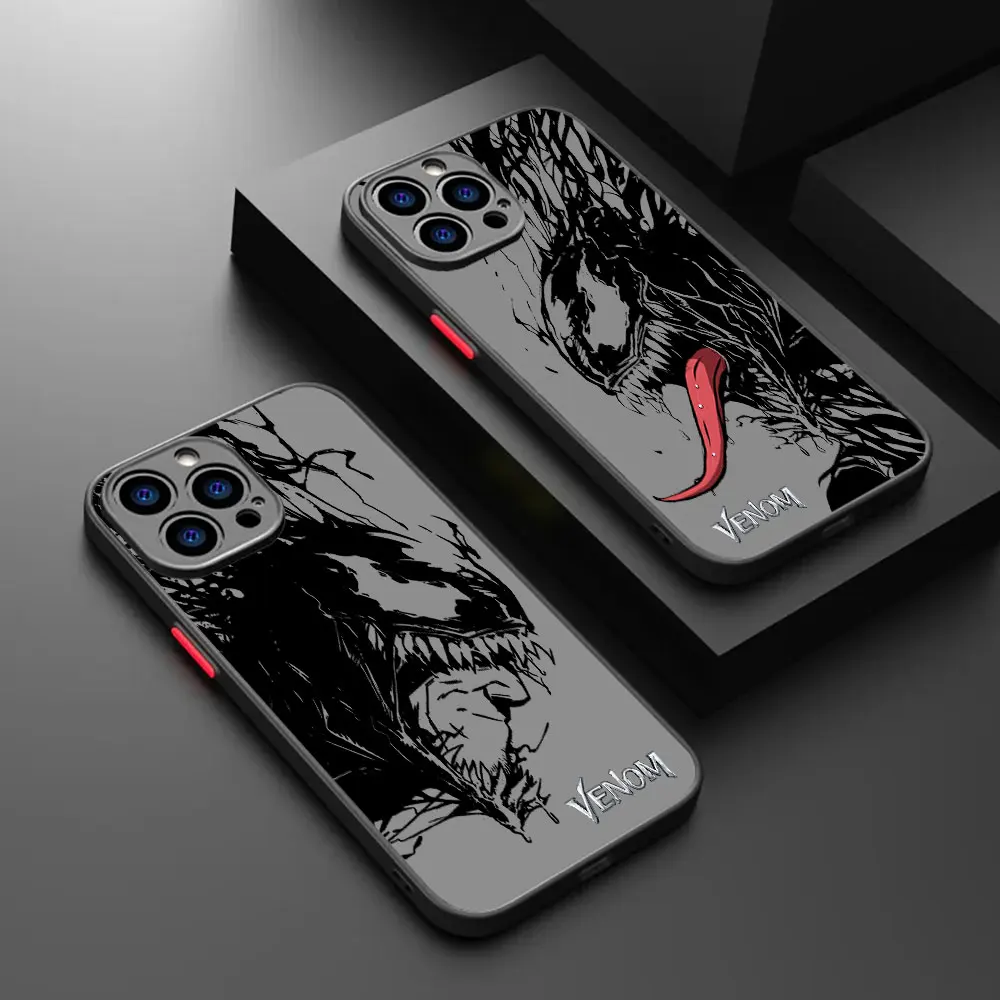 Marvel Black VENOM Matte Shockproof Phone Case Cover For APPLE iPhone 12 11 8 7 6 6S X XS XR PRO MAX PLUS 5G