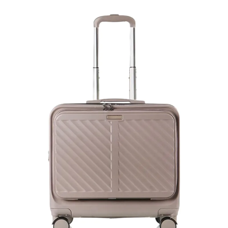 

Front Opening 18 Inch Carry On Luggage, Lightweight Compact Hard Shell Suitcase with TSA Cabin Trolley for Business Travel