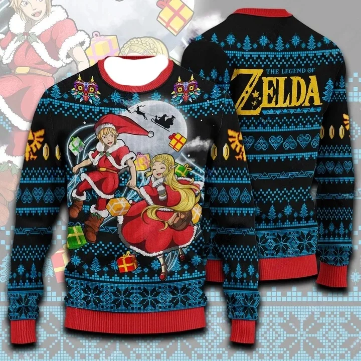 Herbst und Winter Bandai Anime Spell Battle Series Weihnachten Hässliches Kleid Straße Erwachsene Rundhals Hoodie Explosive Kleidung