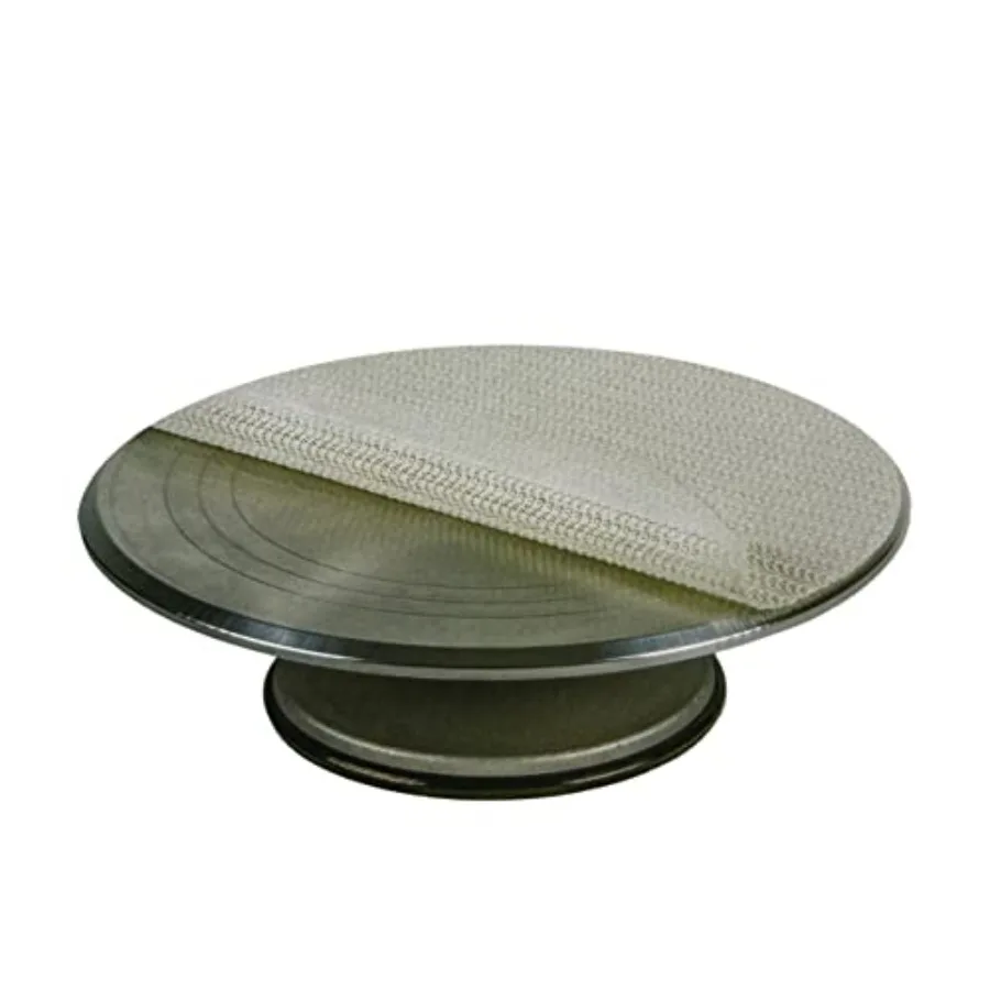 Suporte Giratório para Decoração de Bolos em Alumínio com Base e Almofada Antiderrapante, Redondo de 12 Polegadas