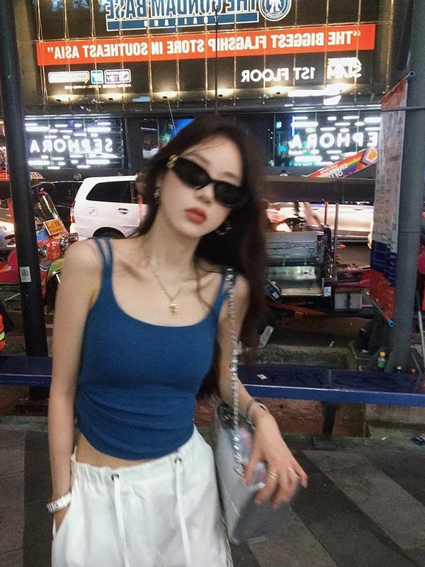Knitted Strap Vest Women's Summer New Outerwear Beautiful Back Strap Chest Pad Inner Match Base Shirt Small Shirt