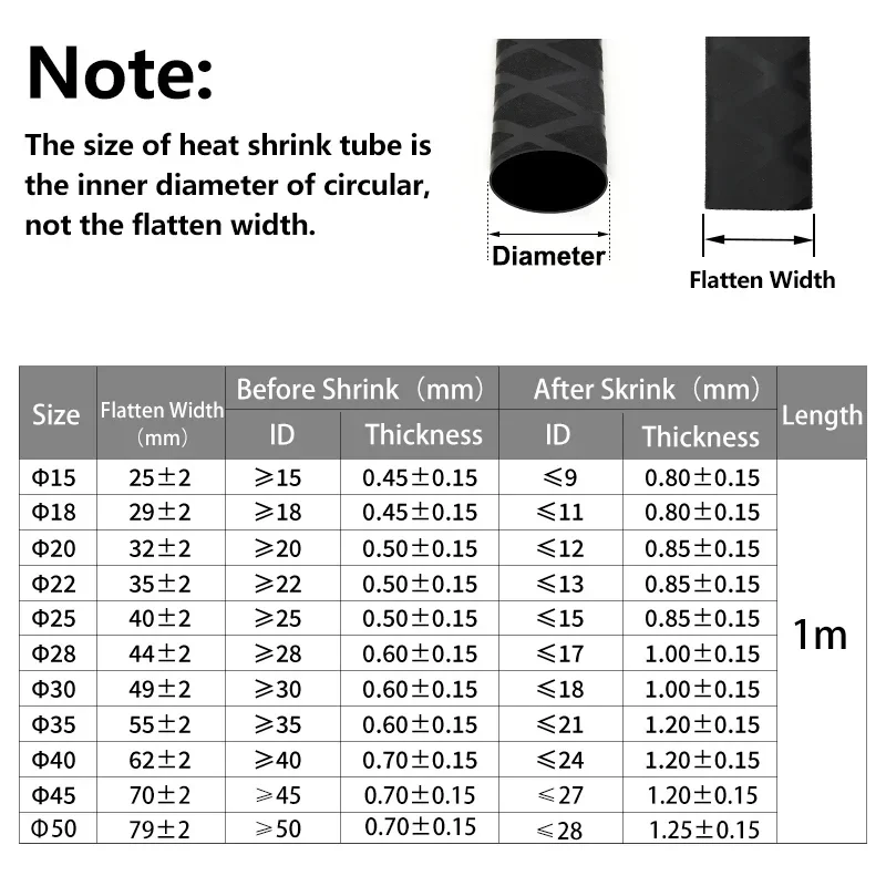1~10p Non Slip Heat Shrink Tube 15 18 20 25 30 40 50 60mm Bicycle Handle Protector Waterproof Cover Anti Skid Fishing Rod Wrap