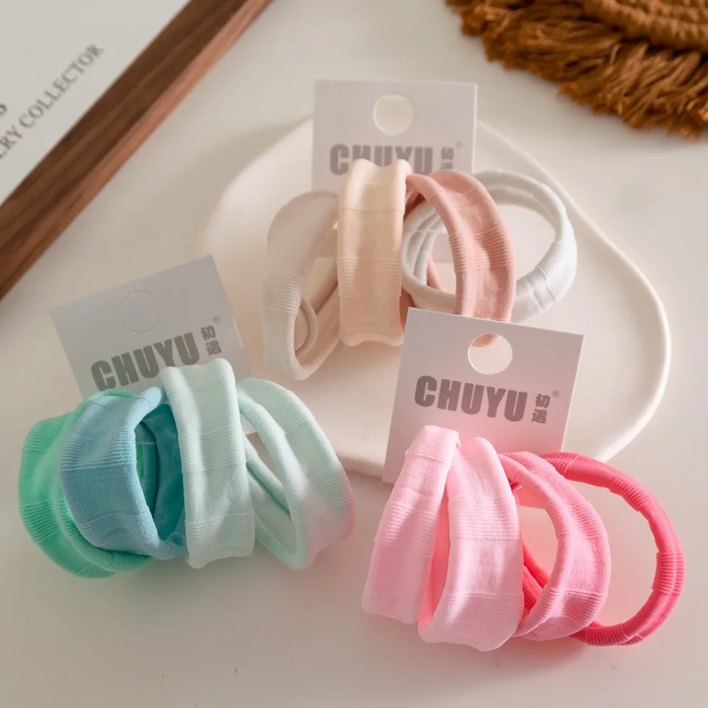 

4pcs/set Creative Macaron Color Hair Rope Set Seamless High Elastic Towel Hair Ties Cloth High Ponytail Elastic Hair Rings Girl