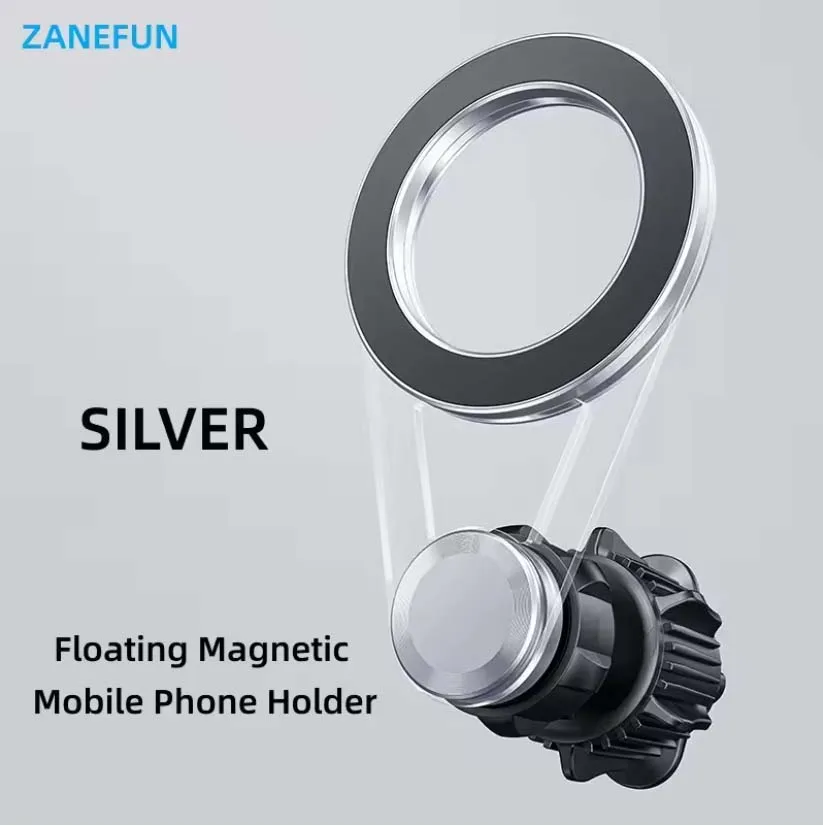 ที่วางโทรศัพท์ในรถยนต์แบบแม่เหล็กลอยได้ – 360 °   แท่นยึดแบบหมุนได้สำหรับโทรศัพท์แอปเปิลและแอนดรอยด์, แดชบอร์ดและที่ยึดกระจกหน้ารถ