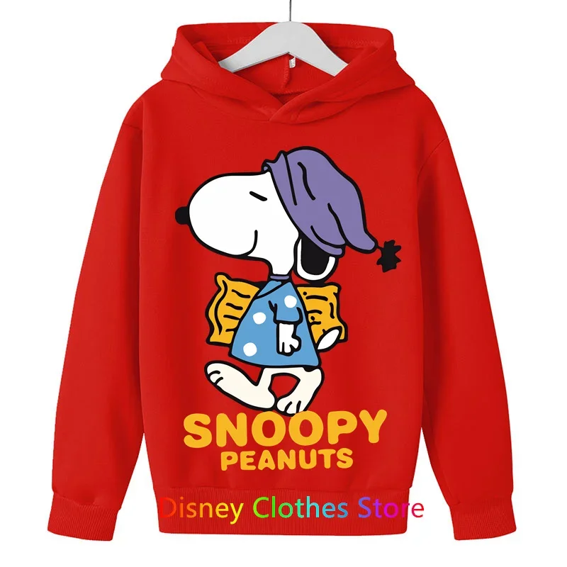 Snoopy Cartoon Anime Children Pullover Tops 2024 New Fashion Boy Girl Kids Hoodie Spring Autumn Children\'s Sweatshirt Clothes