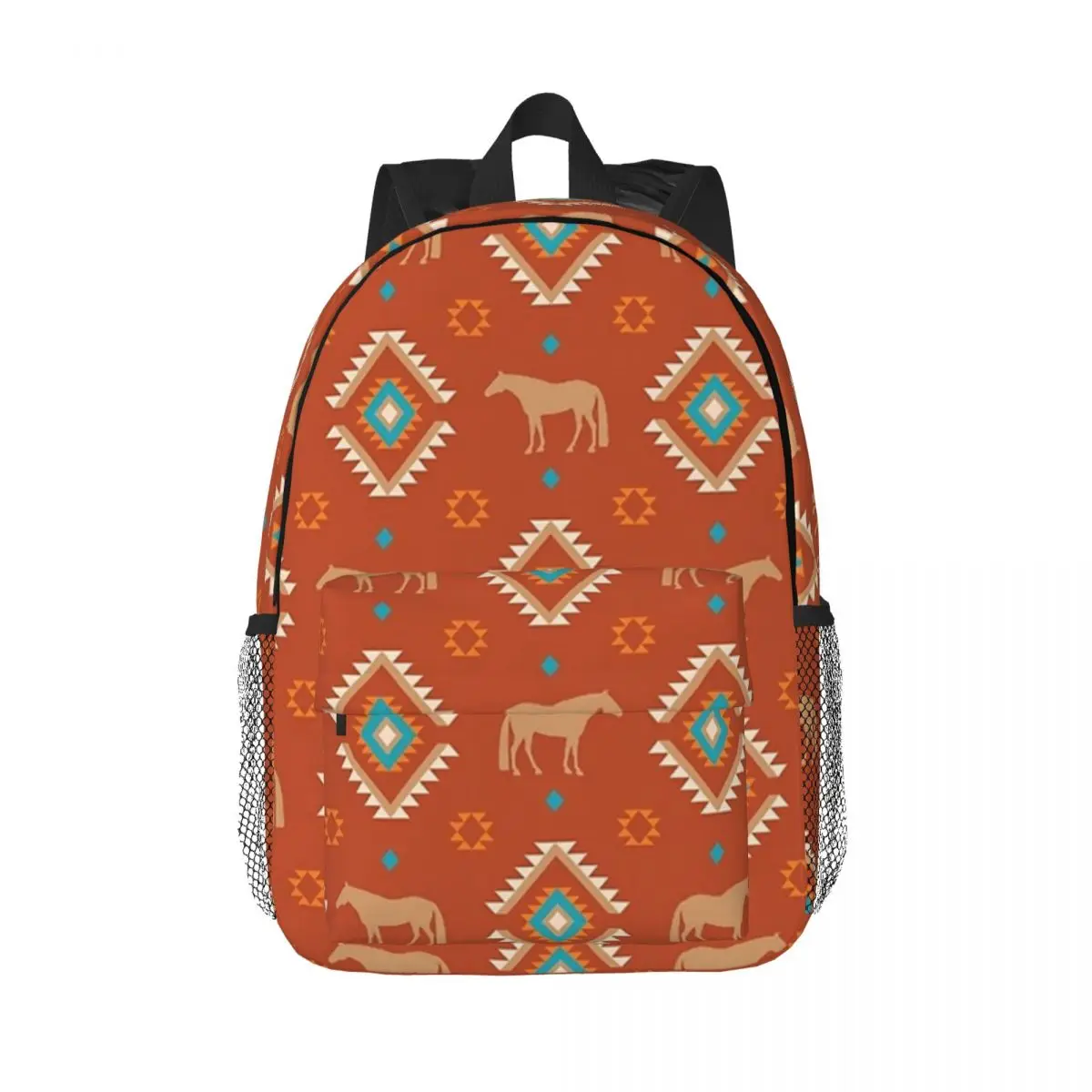 Sac à dos à motif de cheval du sud-ouest pour adolescent, sac d'école décontracté pour enfants, sac à dos pour ordinateur portable, sac initié, grande capacité, sacs à dos rounommée