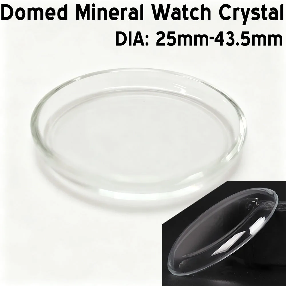 Verre de montre bombé transparent de 25 mm à 43,5 mm avec revêtement antireflet, forme de couvercle minéral, type couvercle de pot, outil de réparation de montre