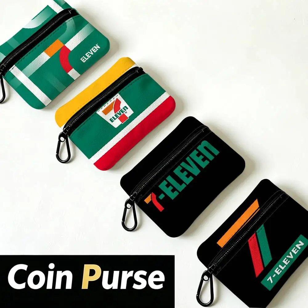 7-E-ELEVENS Mini Oxford Cloth Coin Purse With Carabiner Hook Portable Key Card Wallet Small Zipper Storage Pouch