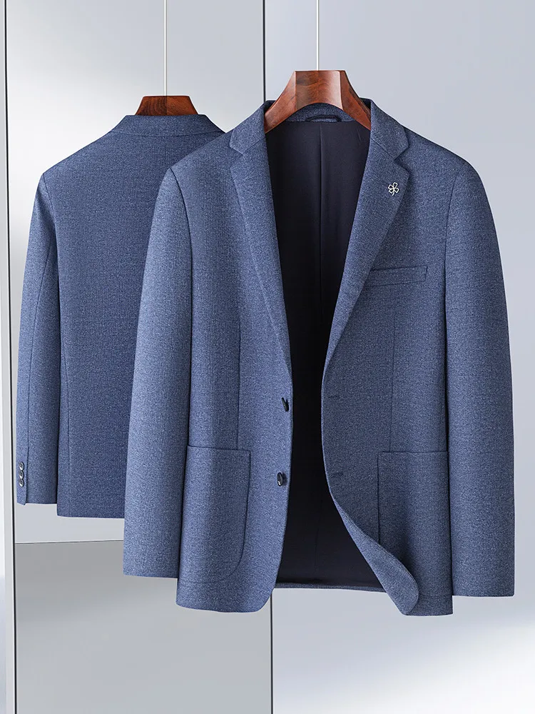 

Busin Casual Slim Fit Men's Single-breasted No-iron Spring 2024 Faionable Tailored Jaet Long Sve Stand Sle