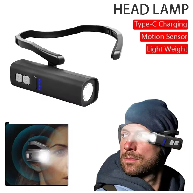 Ear Clip Headlamp– Bright LED Headlight, Rechargeable Waterproof Head Flashlight for Fishing Hiking Running Cycling Outdoor