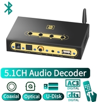 DA720 5.1CH Audio Decoder Bluetooth 5.0 Receiver DTS AC3 Adapter Optical Coaxial U Play PC-USB Converter with Remote Control