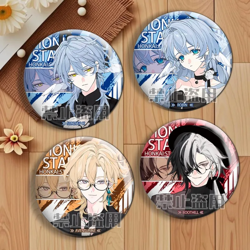 Game Honkai Cartoon Round Badge Lapel Sunday Dr. Ratio Robin Aventurine Boothill Anime Brooch Pin Backpack Clothes Accessories