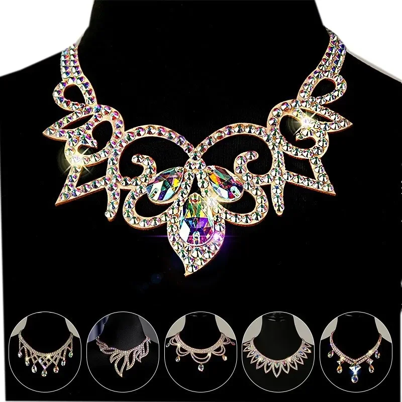 Ręcznie robiony kryształowy naszyjnik z kryształkami Rhinestone Biżuteria do tańca brzucha Akcesoria do tańca cygańskiego Kolorowe