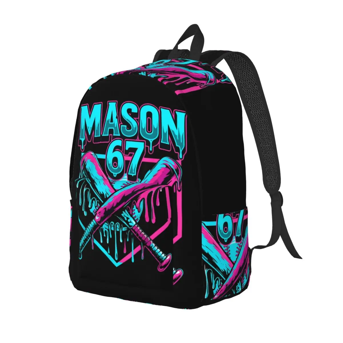 Mason 67 Funny Ice Cream Drip Baseball Meme Graphics Backpack Middle High College School Student Bookbag Canvas Daypack Travel