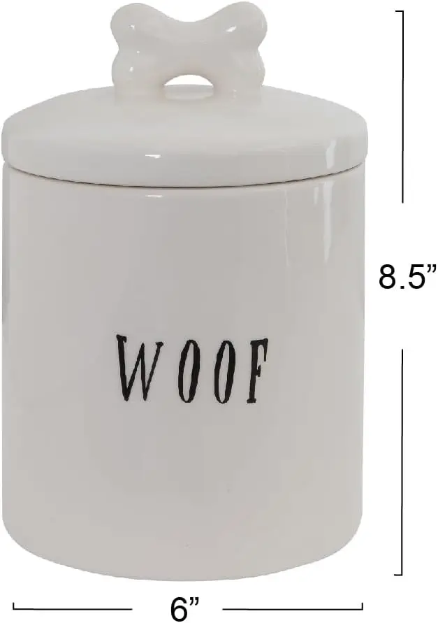 Dog TreatJar with Bone Handle on Lid  Jar Large Ceramic Airtight Canister Rustic Farmhouse Pet Food Storage Container