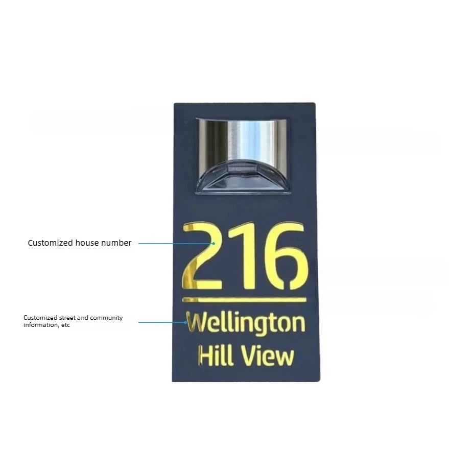 Personalized Solar House Number Sign Acrylic Laser Cut Door Sign Custom Address Home Plaque Outdoor LED Modern Digital Si - view 5
