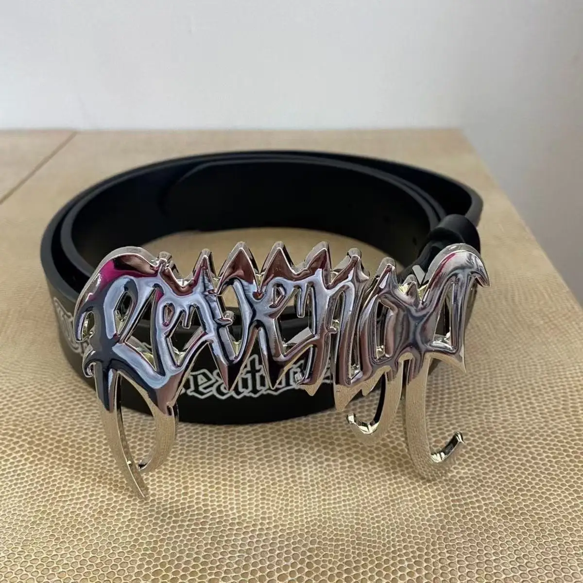 Y2K Gothic Punk PU Leather Waist Belt Skeleton Metal Buckle Waist Belt Dark Grunge Streetwear Harajuku Decor Belt for Men Women