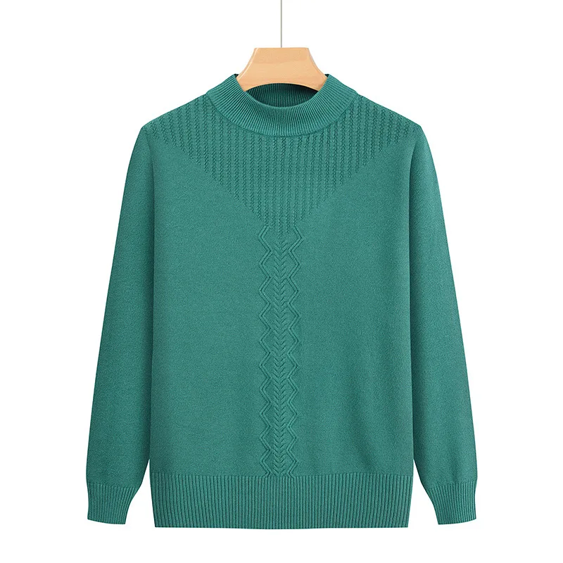 

Knitted Sweater Women Pullover New 2024 middle-aged and Elderly Mother Autumn Winter Knitted Top Female Jumper Bottom Shirt