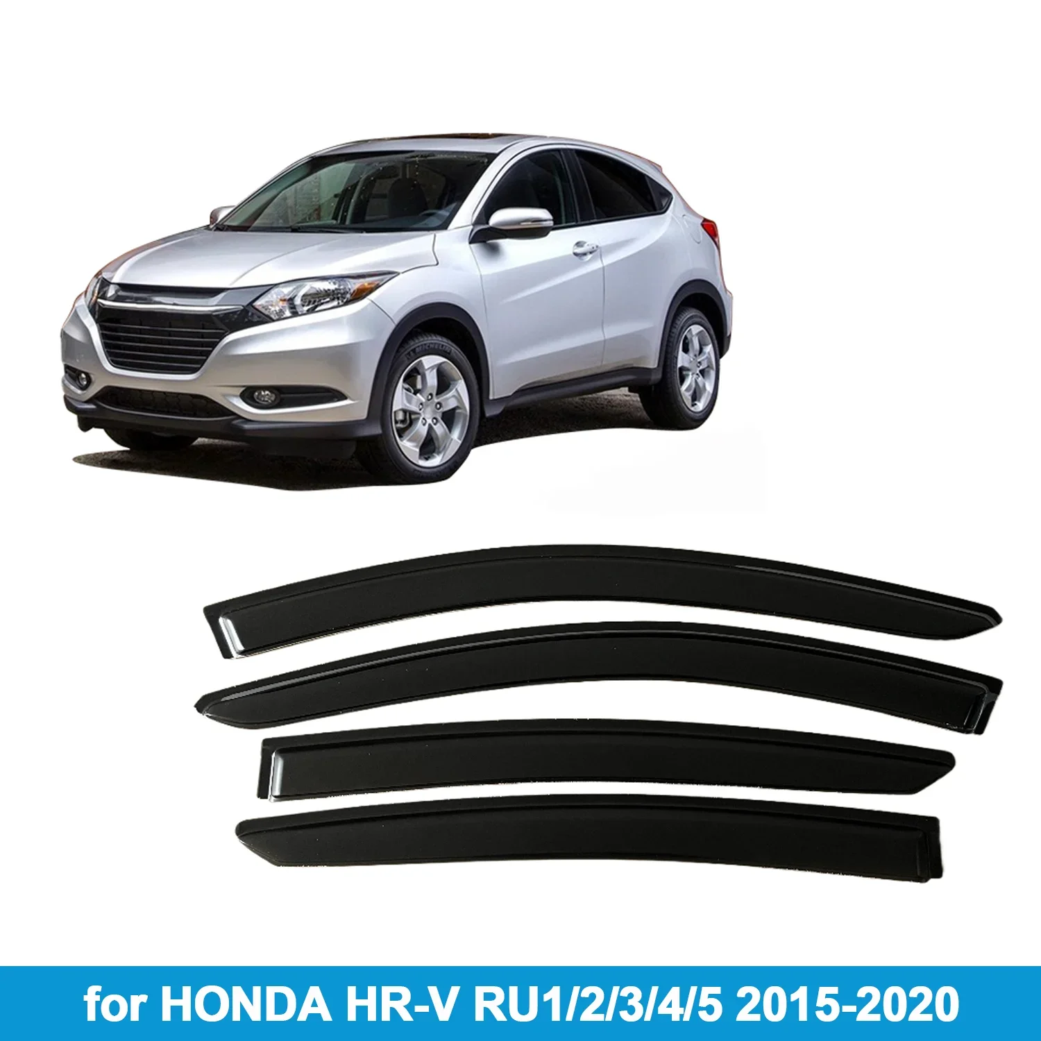 

Window Visor for HONDA HR-V RU1/2/3/4/5 2015-2020 Rain Guard Side Vent Deflector Weathershield Outside-Mount Tape On