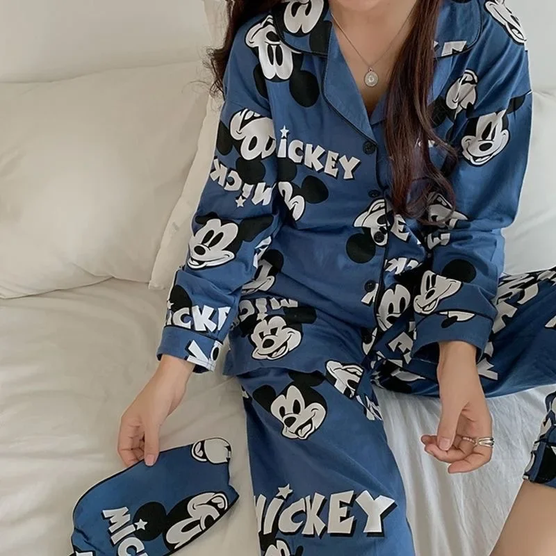 Disney Mickey autumn new couple pajamas cartoon Mickey Mouse long-sleeved fashion animation loungewear suit