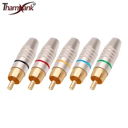 10pcs/lot RCA Male Plug Audio Connector Gold Plated Screw Type Solder-Free Speaker RCA Plug Wire Connectors