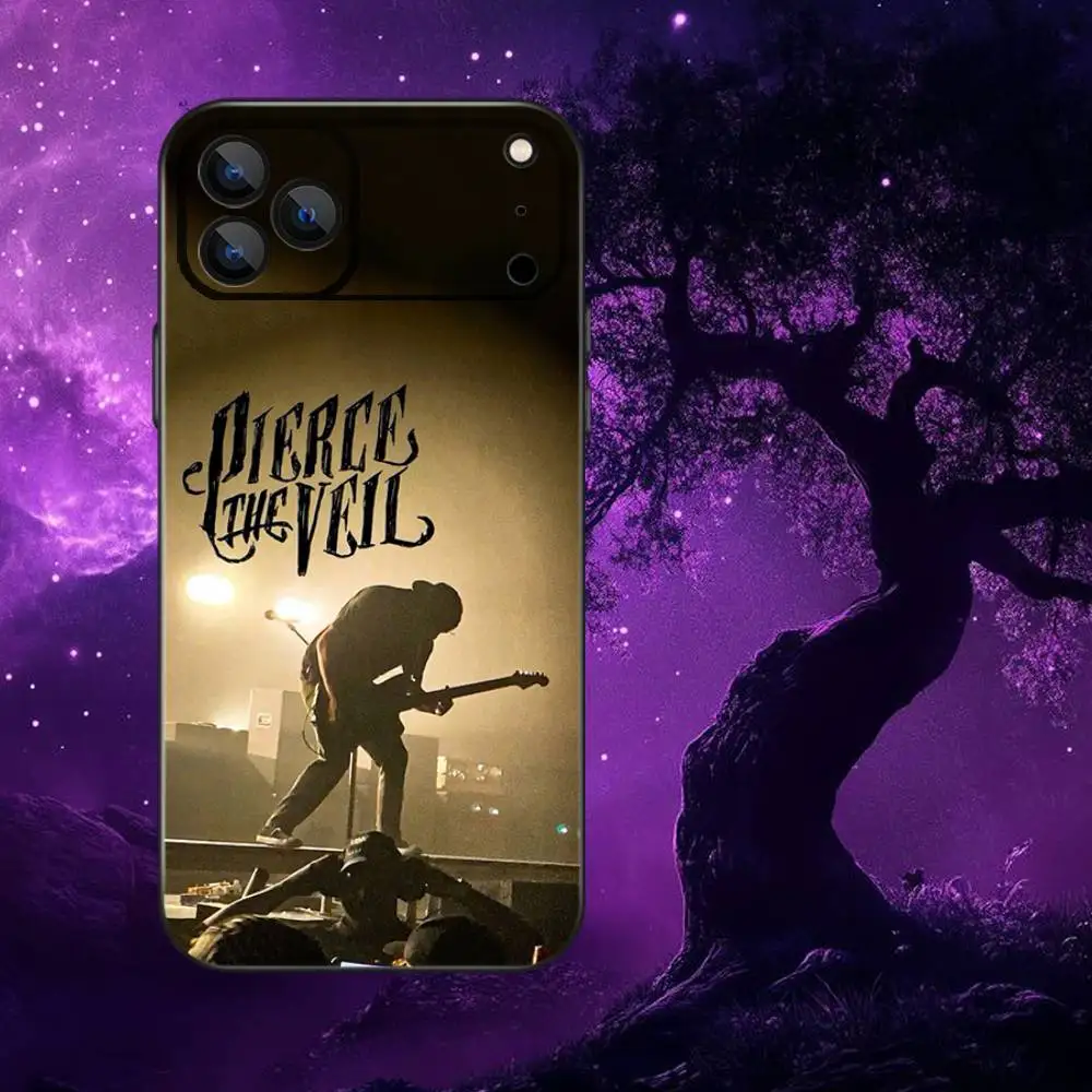 Casing Ponsel Band P-Pierce The V-Veil Untuk iPhone 17,16,15,14,13,12,Pro,Max,Plus,E,SE4,Air,Mini Hitam Soft Box