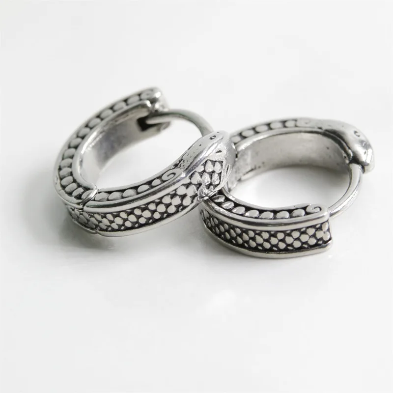 Fashionable simple style personality titanium steel casting snake hoop earrings for men