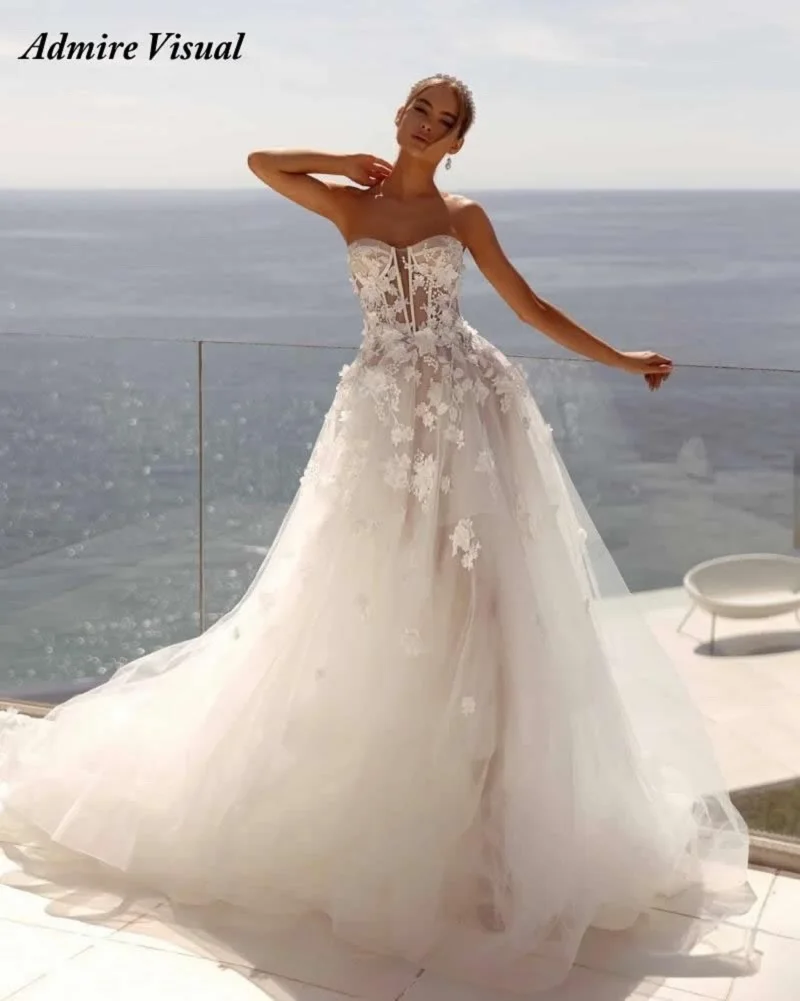 Newest Wedding Dress A-Line Sweetheart Neckline With 3D Flowers Sleeveless Customized Bride Gown Vestidos De Novias 2025