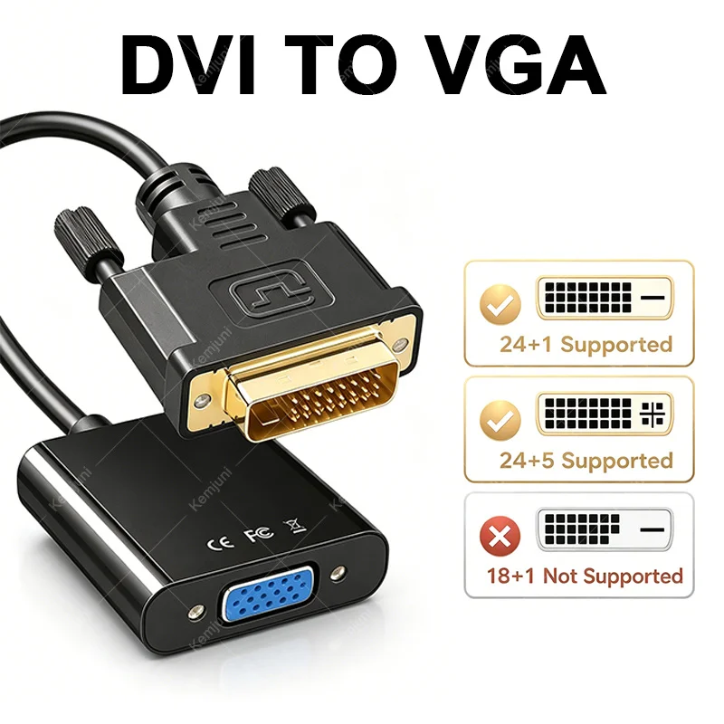 

DVI To VGA Adapter 24+1 Interface Connection Cable High-definition 1080P Computer Monitor DVI To VGA Cable