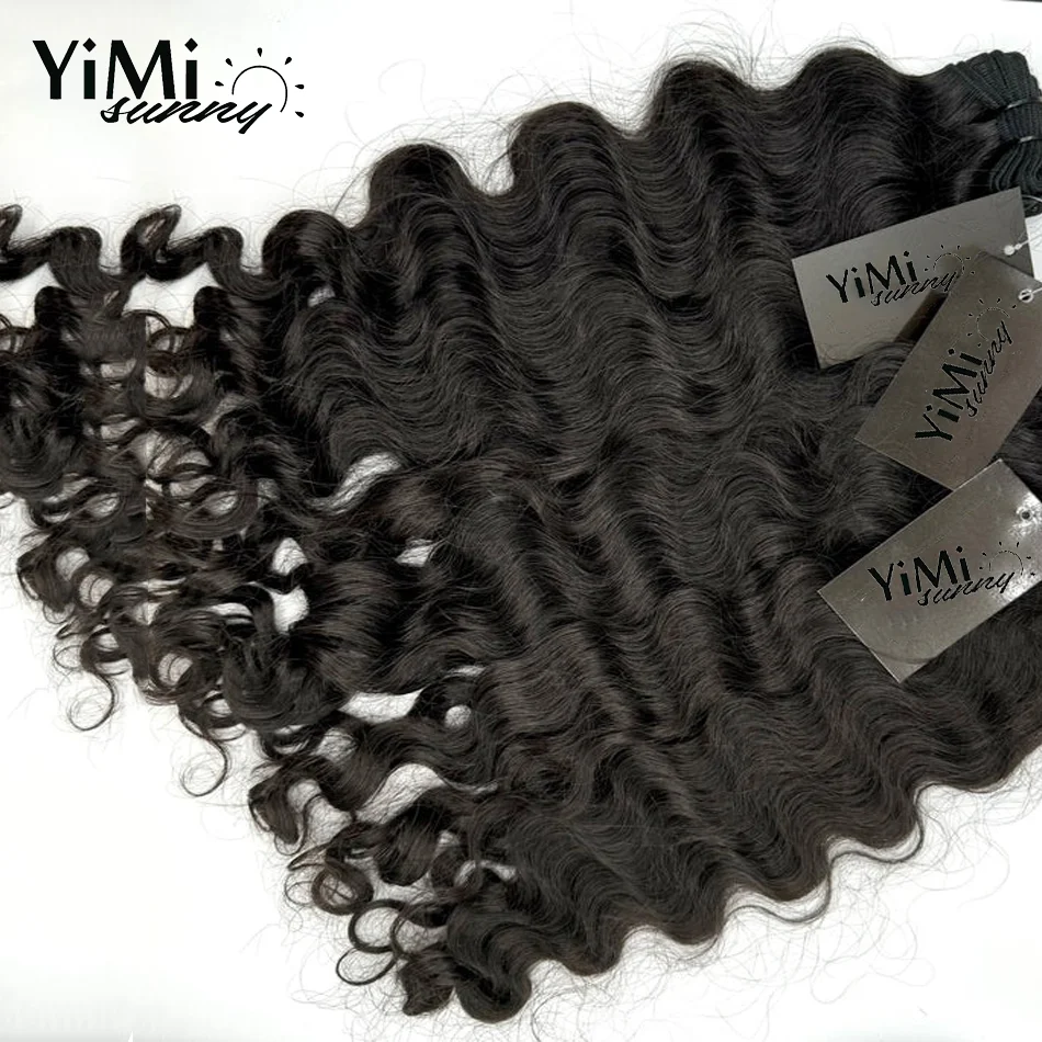 Yimisunny-mechones de cabello humano ondulado Birmano para mujer, extensiones de rizo Virgen sin procesar, paquetes de 4 piezas, ofertas para hacer cabeza completa