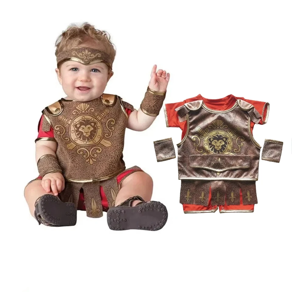 Disfraz de guerrero Medieval romano para bebé, disfraz de Halloween para niño pequeño, disfraz de soldado, Carnaval, Prium, ropa festiva para fiesta
