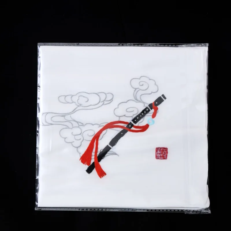 Silk Double-layer Real Hand Embroidery Handkerchief Flute Pipa Musical Instrument Embroidery