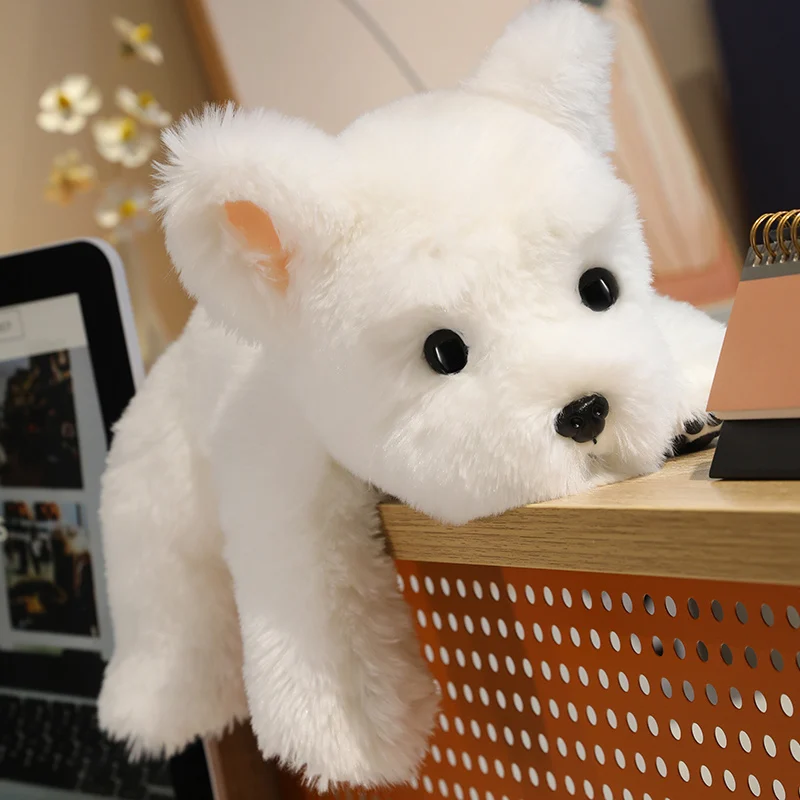 Adorable juguete de peluche West Highland Terrier, 30-65cm, cachorro de peluche suave blanco esponjoso, perro realista, Animal, muñeco apaciguador, regalo