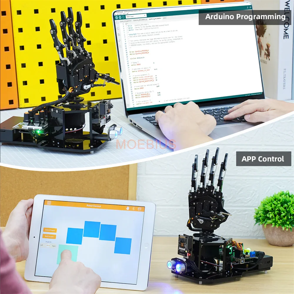 Hiwonder Uhand Uno Ai Bionische Robot Handondersteuning Somatosensorische Controle Arduino Programma Open Source